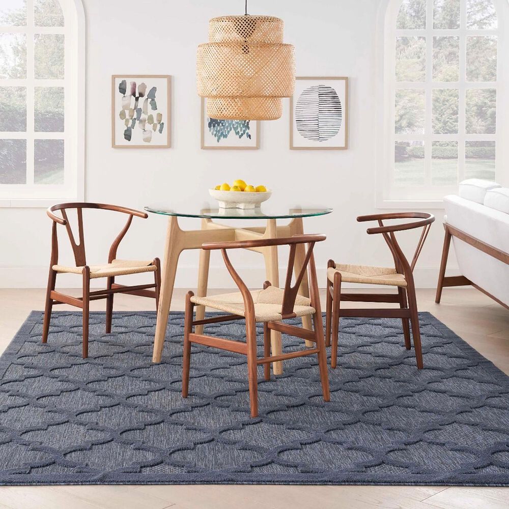 Nourison Easy Care 9&#39; x 12&#39; Navy Blue Indoor/Outdoor Area Rug, , large