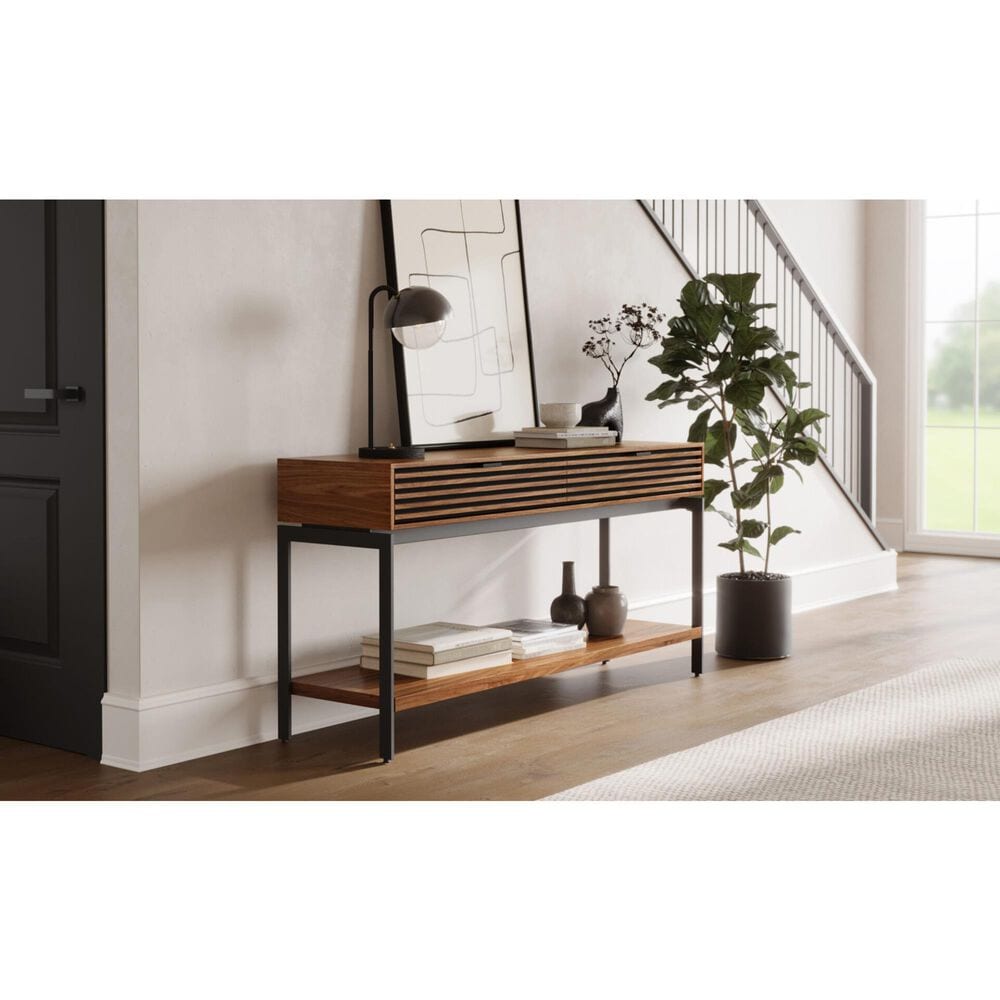 BDI Cora Console Table in Natural Walnut and Black, , large
