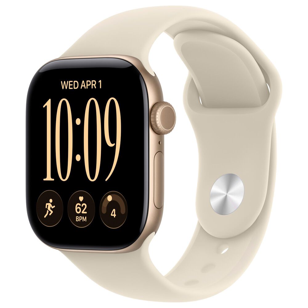 Apple Watch Series 12 (GPS) 42mm Light Gold Aluminum Case with Sand Sport Band - S/M, , large