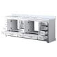 Lexora Home Dukes 84" Double Bathroom Vanity in White with 2 cm White Carrara Marble Top and Rectangular Sinks, , large