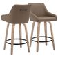 LumiSource Hannah Swivel Counter Stool with Brown Faux Leather Upholstery in Whitewashed and Black (Set of 2), , large