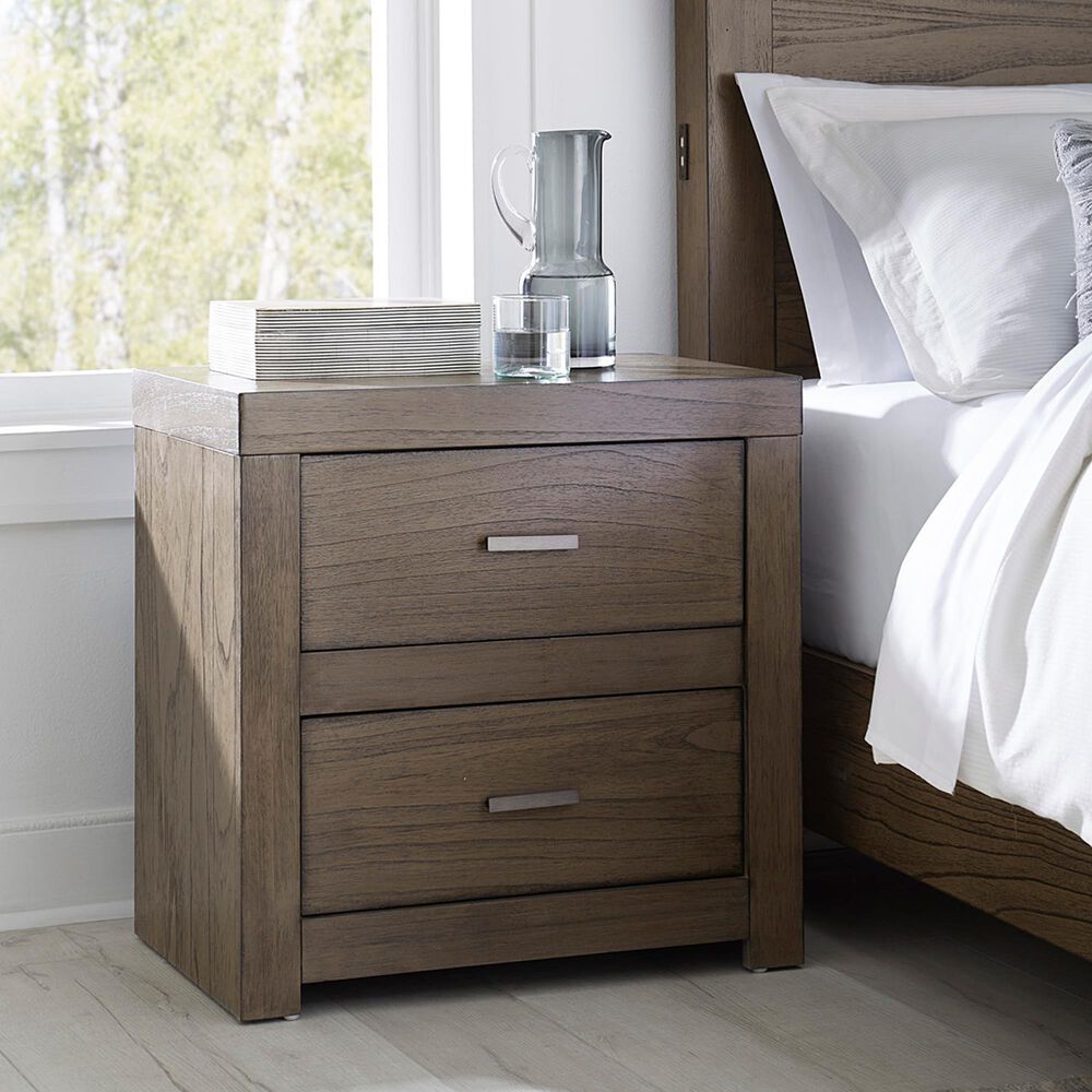 Riva Ridge Modern Loft 2 Drawer Nightstand in Greystone, , large