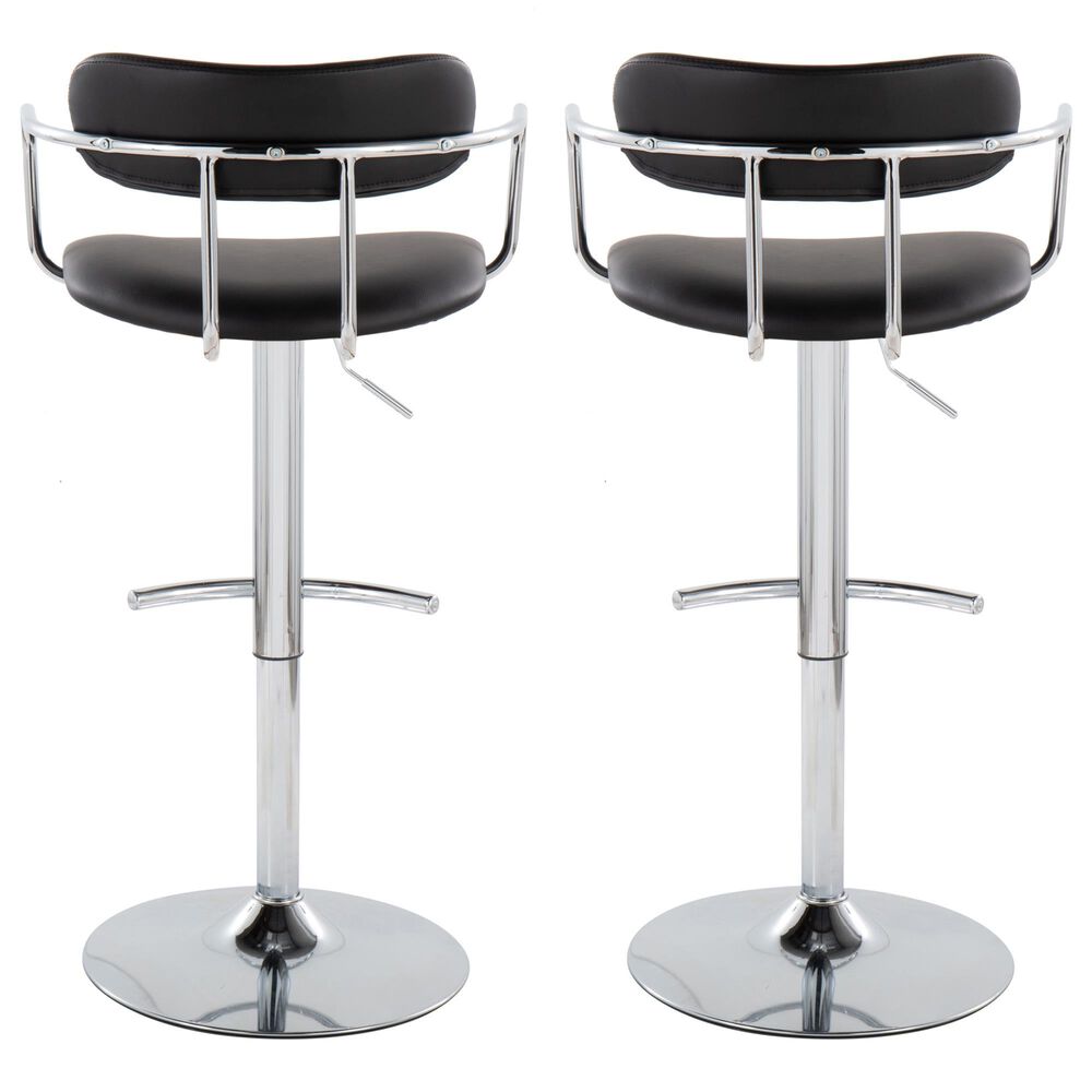 LumiSource Demi Swivel Adjustable Bar Stool with Black Upholstery in Chrome (Set of 2), , large