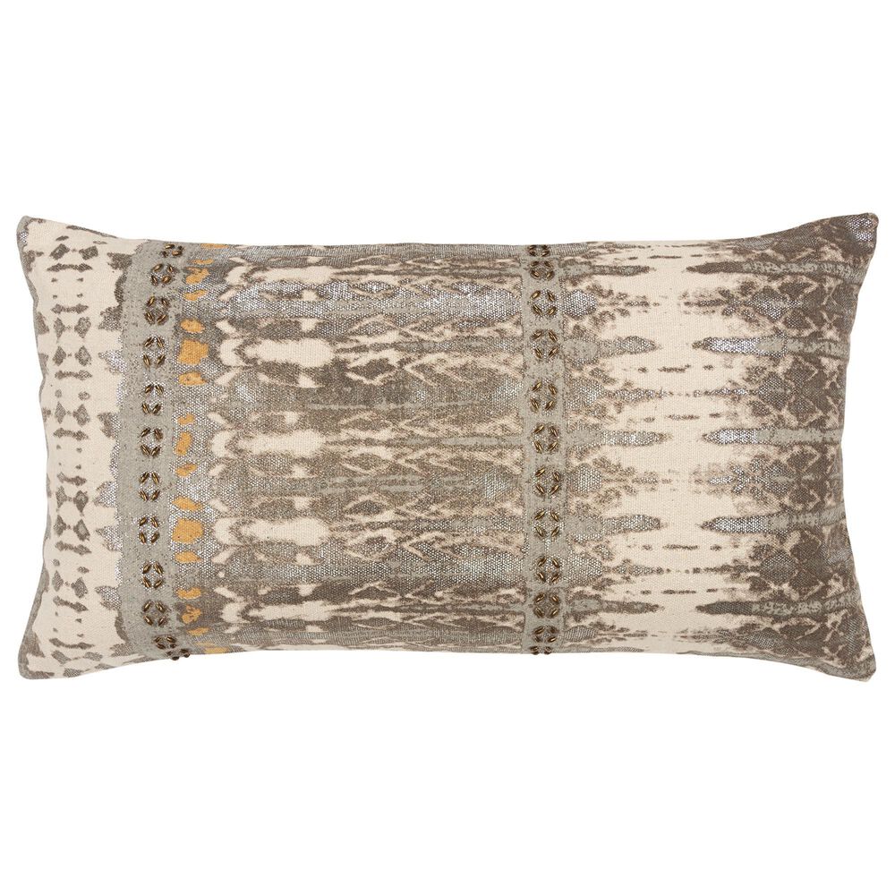 Rizzy Home Abstract 14" x 26" Down Filled Pillow in Natural and Silver, , large