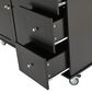HOMLUX 53" Rolling Mobile Kitchen Island with Solid Wood Top and Locking Wheels in Black, , large
