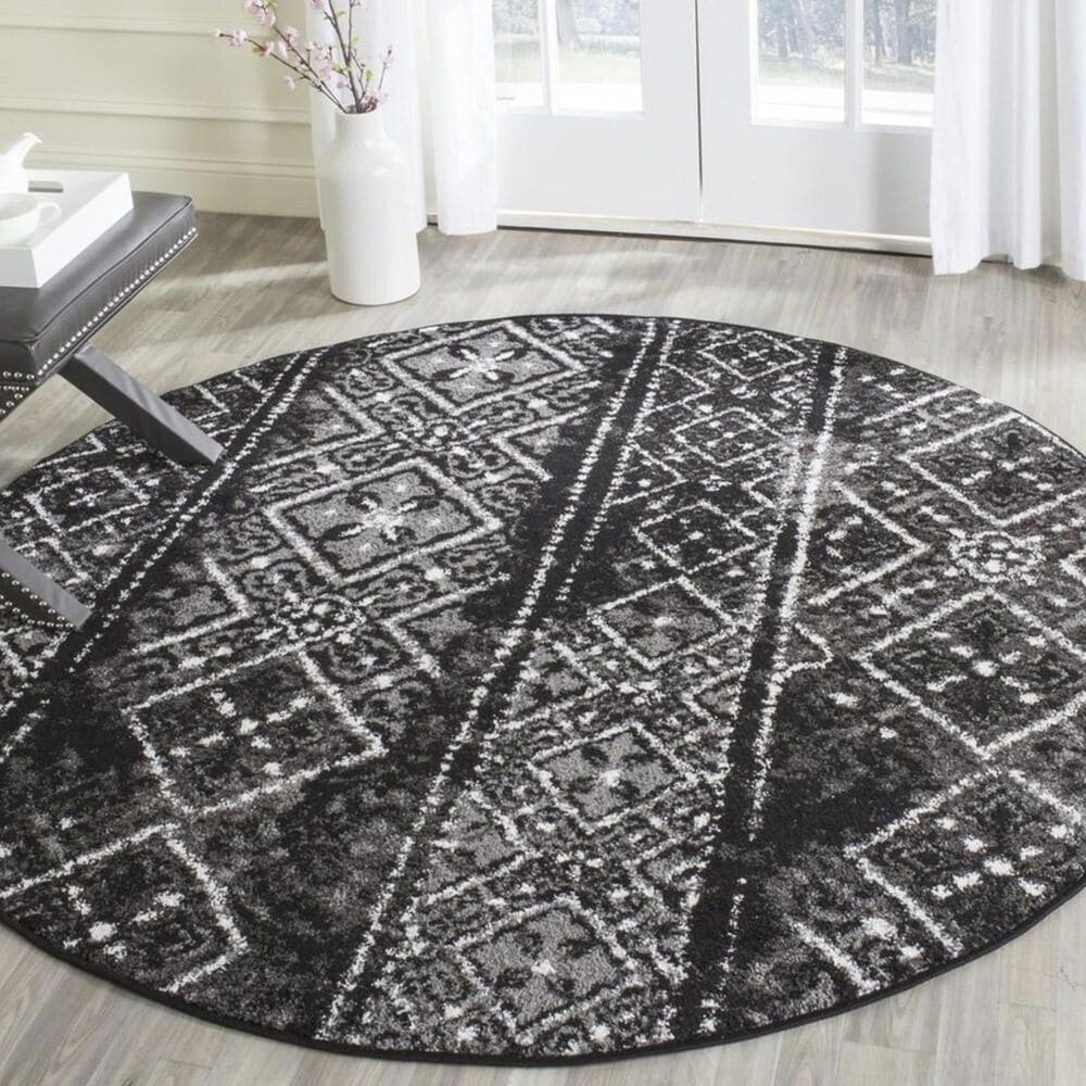 Safavieh Adirondack ADR111C 6" Round Black and Silver Area Rug, , large
