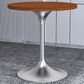 Leisuremod LeisureMod Verve Collection 27 Round Dining Table, Brushed Chrome Base with Cognac Brown MDF Top, , large