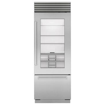 Sub Zero 17 Cu. Ft. Classic Right Hinge Bottom Freezer Refrigerator with Glass Door and Pro Handle in Stainless Steel, , large