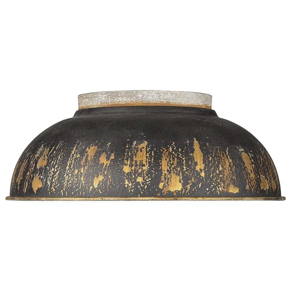 Golden Lighting Kinsley 2-Light Flush Mount with Antique Black Shade in Aged Galvanized Steel, , large