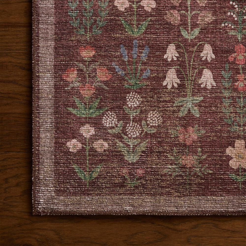 Rifle Paper Co. x Loloi Edinburgh Merlot and Multicolor 2'6" x 12' Runner, , large