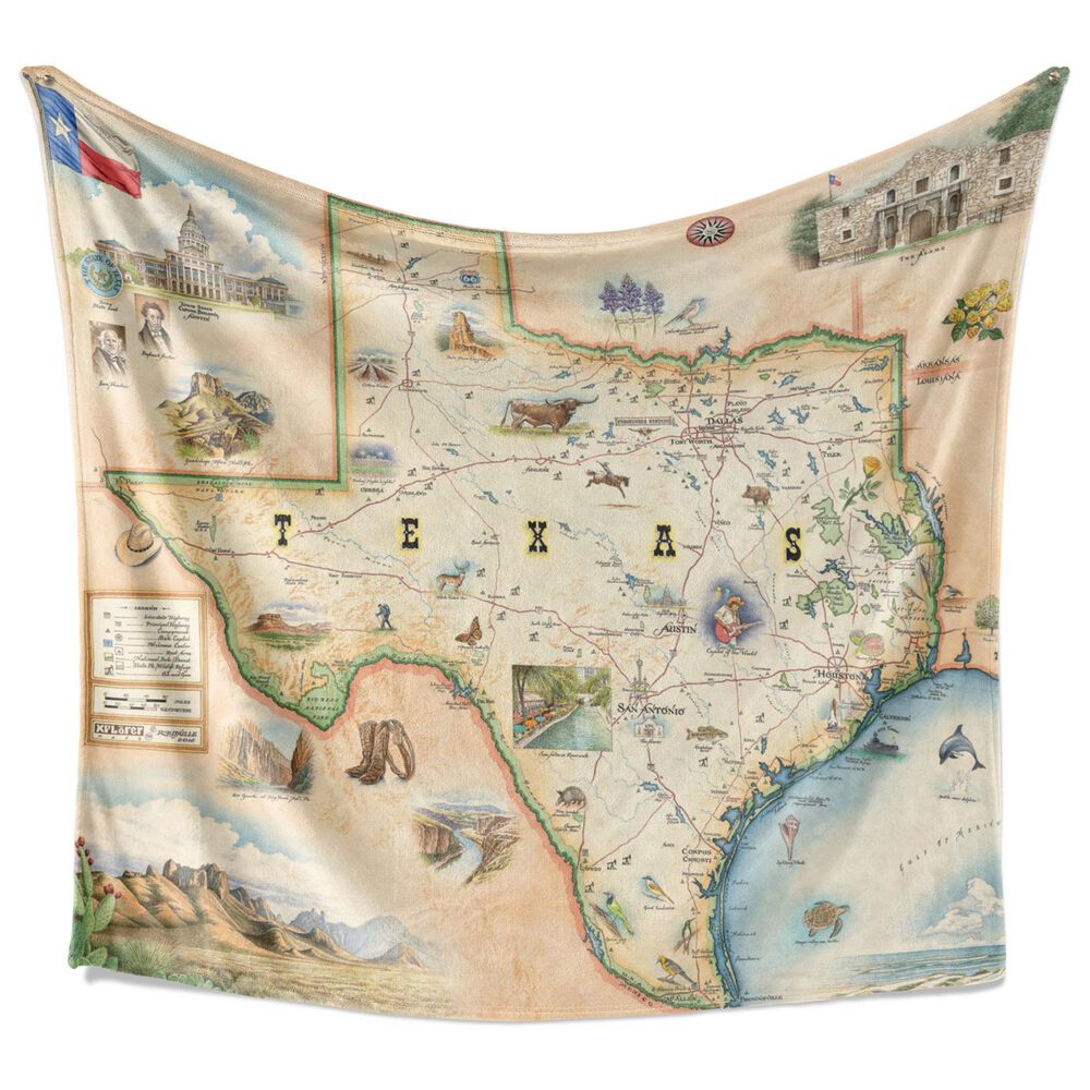 Xplorer Maps Fleece Blanket in Texas, , large