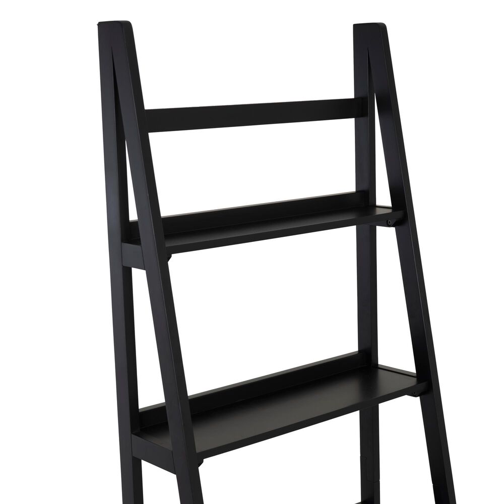 Linon Home Decor Charlotte 5-Shelf Ladder Bookcase in Black, , large
