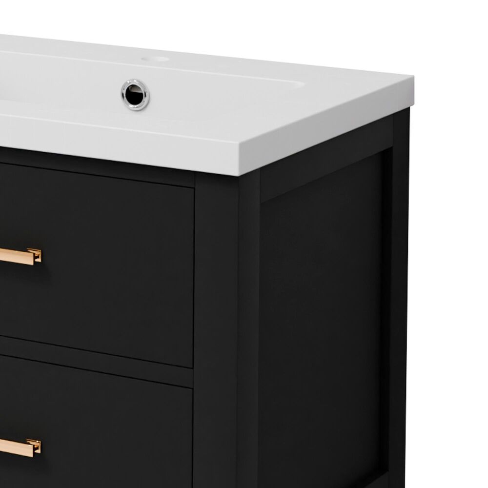 Lexora Home Castor 24" Single Bathroom Vanity in Black with White Acrylic Top and Rectangular Sink, , large