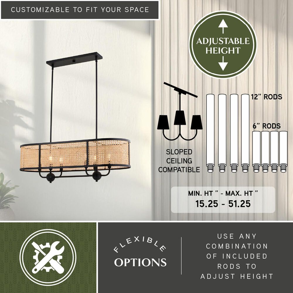 Vaxcel International Co. Ltd. Berens 6-Light Chandelier in Matte Black, , large