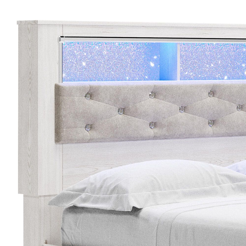 Ashley Altyra Queen Upholstered Bookcase Bed with Storage  in White, , large