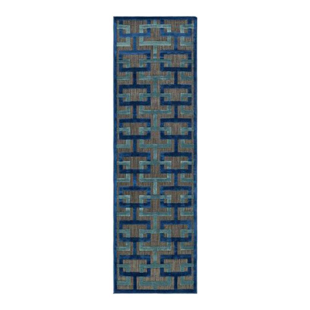 Surya Portera PRT-1059 2"6" x 7"10" Navy/Aqua/Black Runner, , large