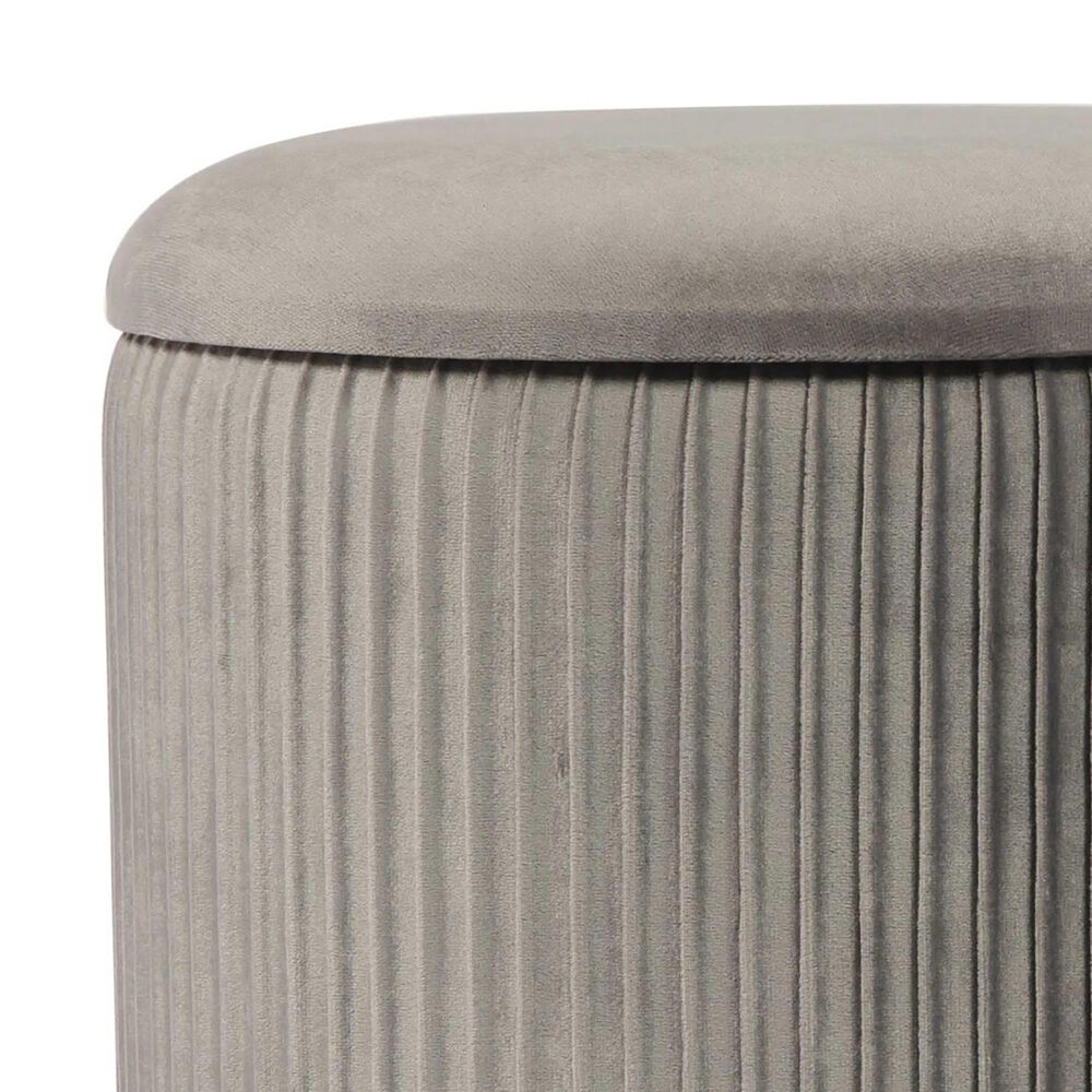 Tov Furniture Zoe Storage Ottoman in Grey Velvet Nebraska Furniture Mart