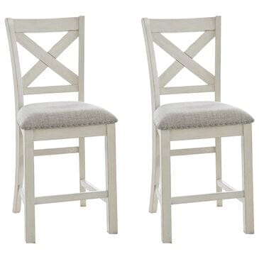 Ashley Robbinsdale Counter Height Barstool in White (Set of 2), , large