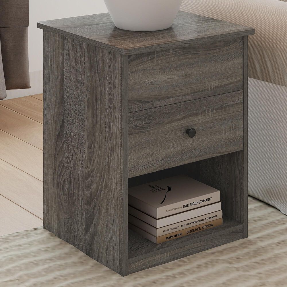 HOMLUX 1-Drawer Lift Top Nightstand in French Oak Grey, , large