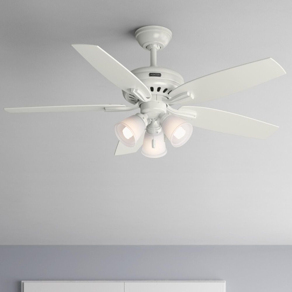 Hunter Newsome 52&quot; Ceiling Fan with 3 Lights in Fresh White, , large