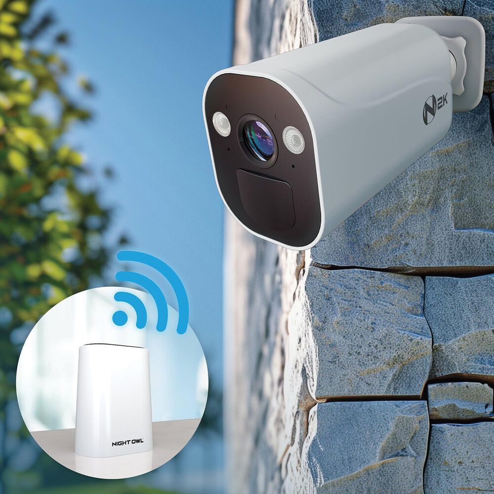 Night Owl Expandable Wi-Fi Security Hub with 3 Wire Free 2K Deterrence Cameras in White, , large