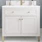 James Martin Vanities Chicago 36" Single Bathroom Vanity in Glossy White with Single Hole 3 cm White Zeus Quartz Top and Rectangular Sink, , large