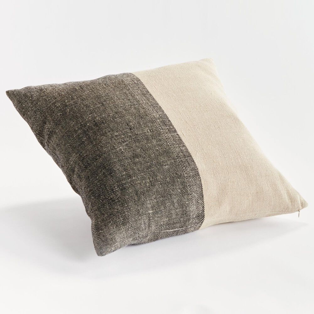 Napa Home and Garden Jules 24&quot; x 24&quot; Throw Pillow in Black and Flax, , large