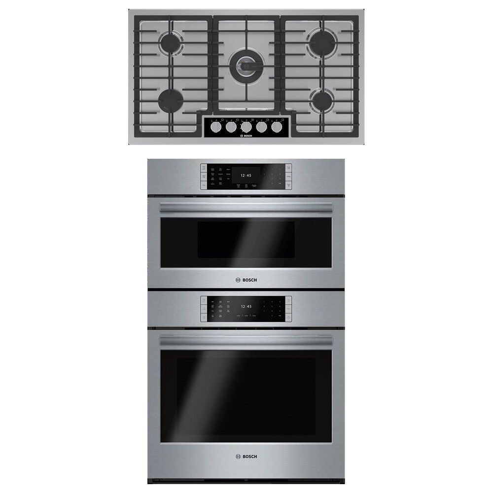Bosch Benchmark 2-Piece Kitchen Package with 30" Combination Oven and 36" Gas Cooktop in Stainless Steel, , large