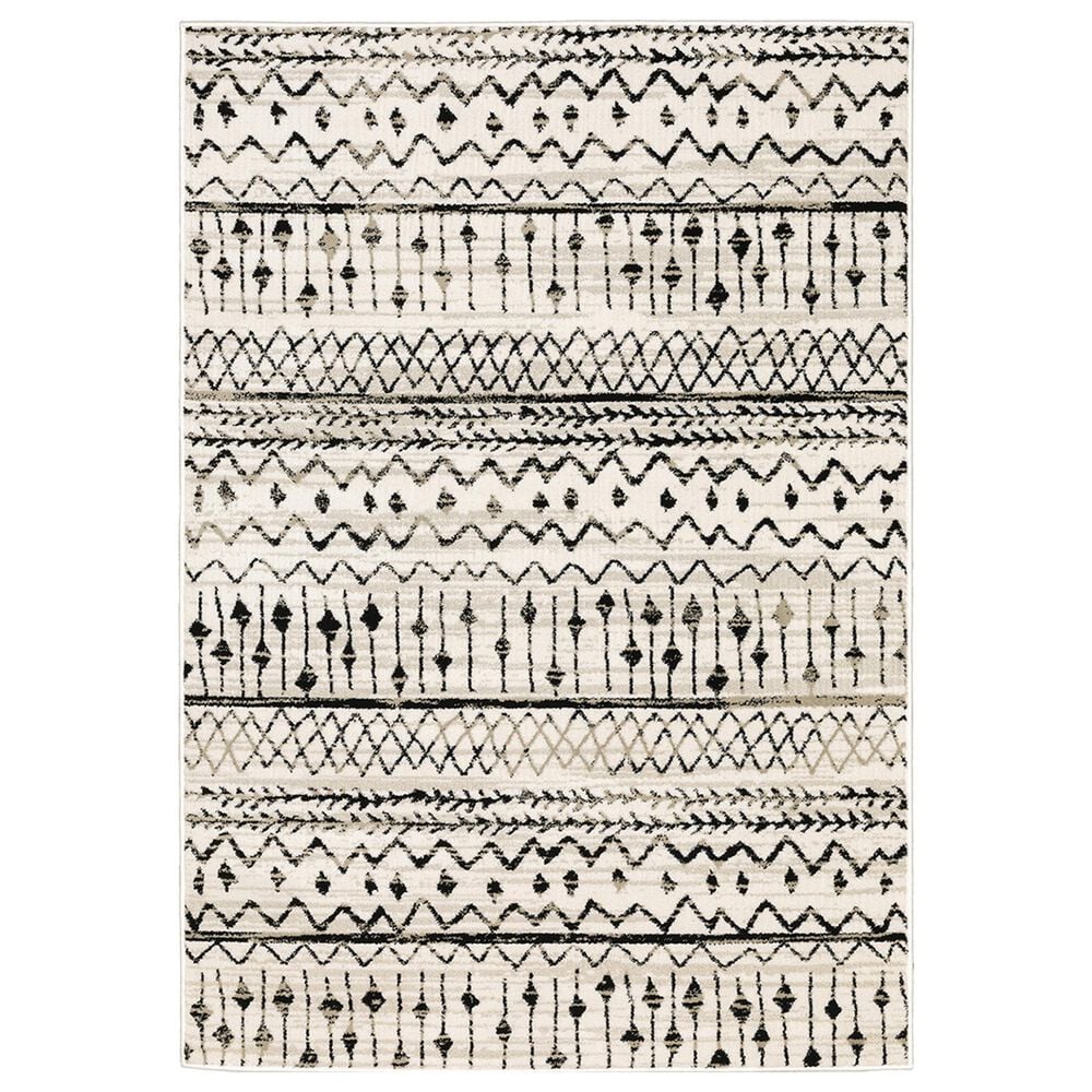 Oriental Weavers Georgia Tribal 8826E 3"10" x 5"5" Ivory and Black Area Rug, , large