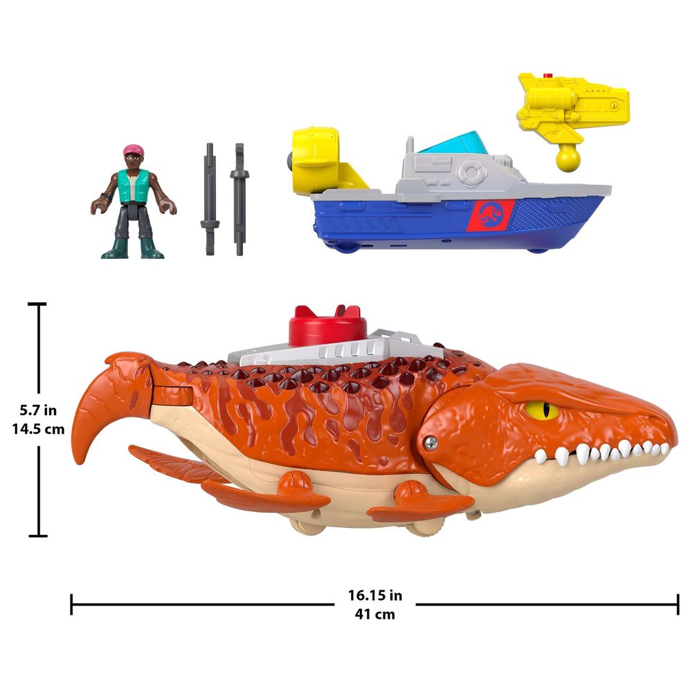 Fisher Price Aquachomp Chase Mosasaurus Dinosaur Action Figure Playset in Multicolor, , large