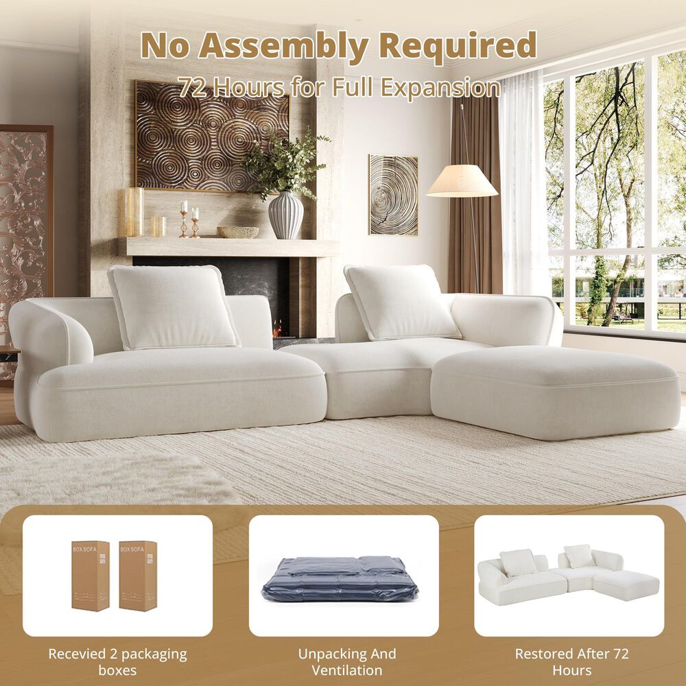 Hearth and Haven 2-Piece Right Facing L-Shaped Sectional Sofa with Pillow Back Cushions in White, , large