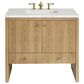 James Martin Vanities Hudson 36" Single Bathroom Vanity in Light Natural Oak with 3 cm Ethereal Noctis Quartz Top and Rectangular Sink, , large