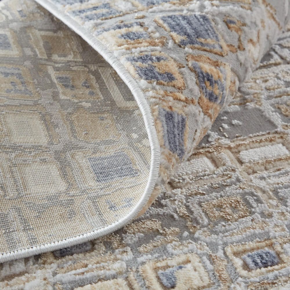 Feizy Laina Geometric 3&#39; x 12&#39; Beige and Gray Runner, , large