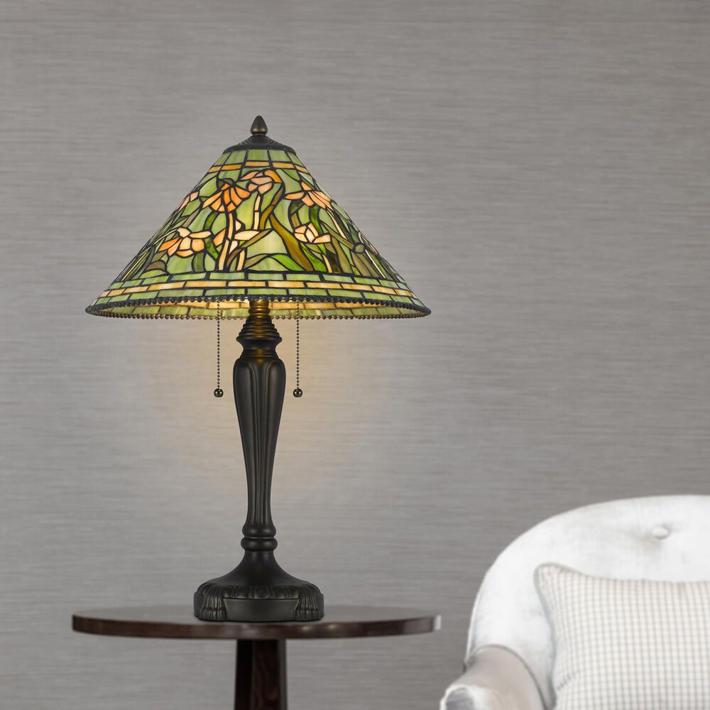 Cal Lighting Milwood Tiffany Table Lamp in Bronze, , large