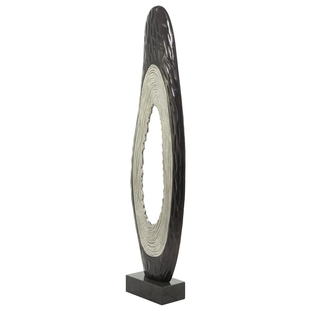Maple and Jade Abstract Teardrop Decorative Sculpture in Satin Black and Silver, , large