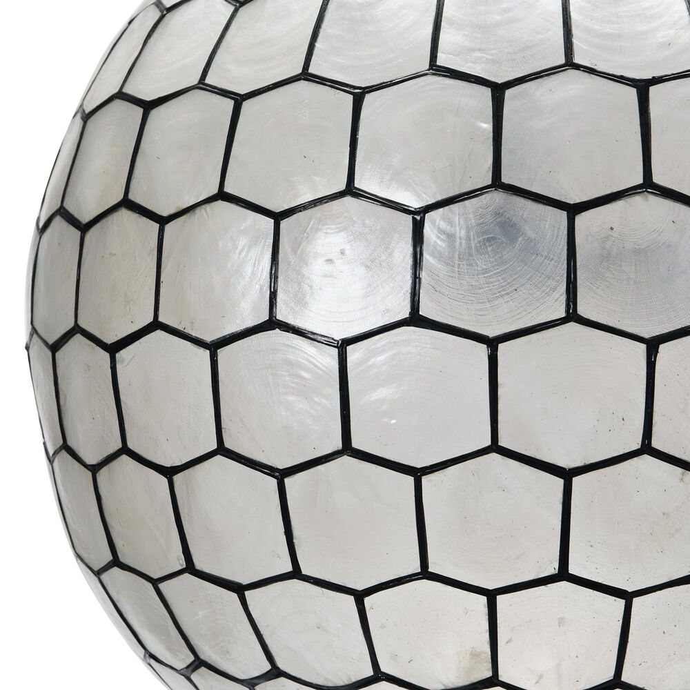 Creative Coop Simone 20" Pendant with Pearly White Shade in Black, , large
