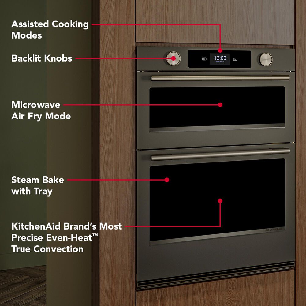 KitchenAid 2-Piece Kitchen Package with Black Ore 30" Smart Combination Wall Oven and Stainless Steel 36" Gas Cooktop, , large