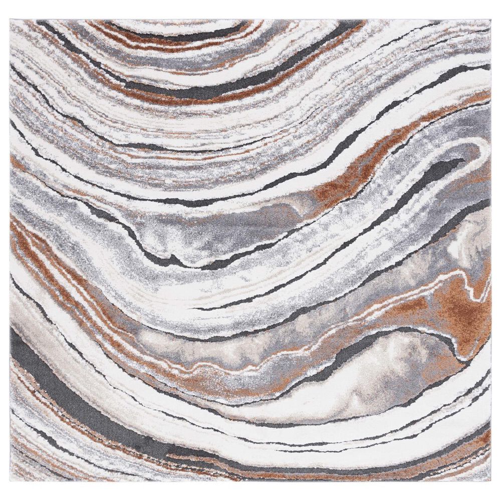 Safavieh Cyrus Shag CYR134F CYRUS SHAG 6"7" Square Grey and Rust Area Rug, , large