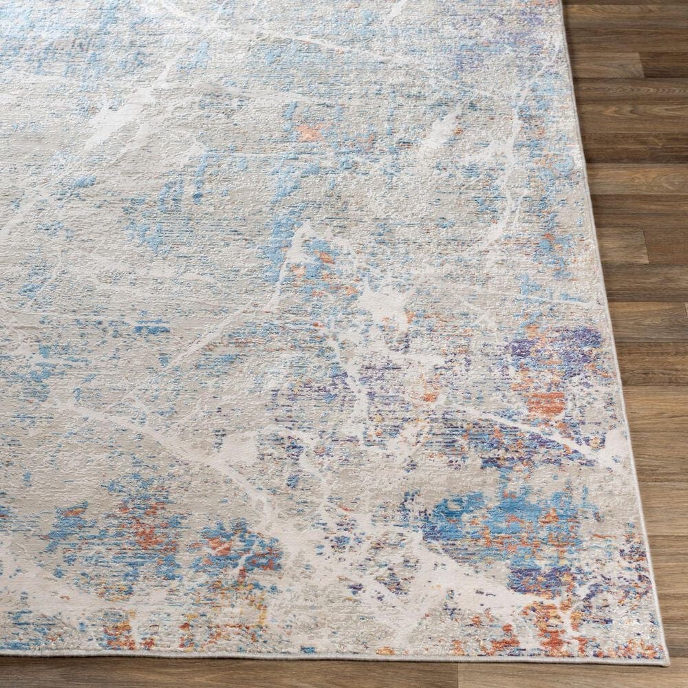 Surya Aisha 2&#39; x 3&#39; Blue, Off-White, Taupe, Dark Purple and Burnt Orange Area Rug, , large