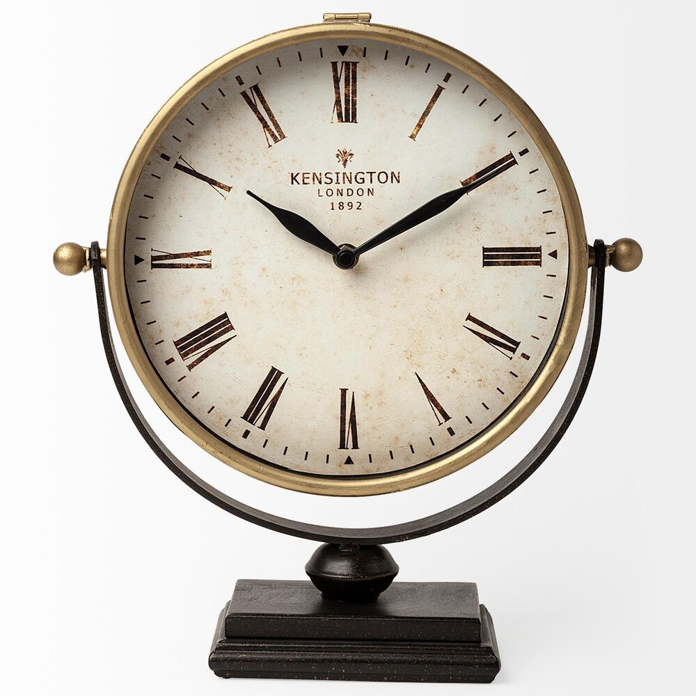Mercana Houston Table Clock in Gold and Matte Black, , large