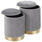 Lumisource Marla 2-Piece Nesting Pleated Ottoman Set in Grey, , large