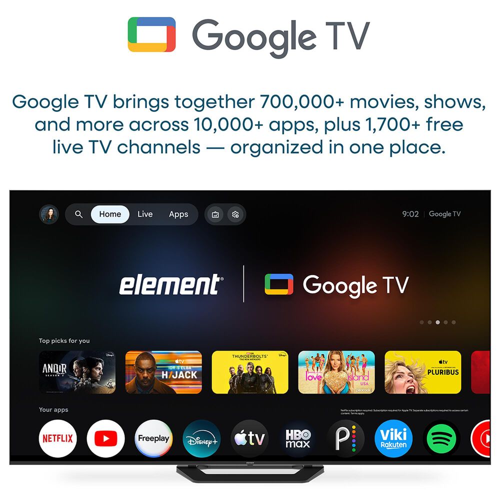 Element 100" Class Mini-LED QLED 4K in Black - Smart Google TV, , large