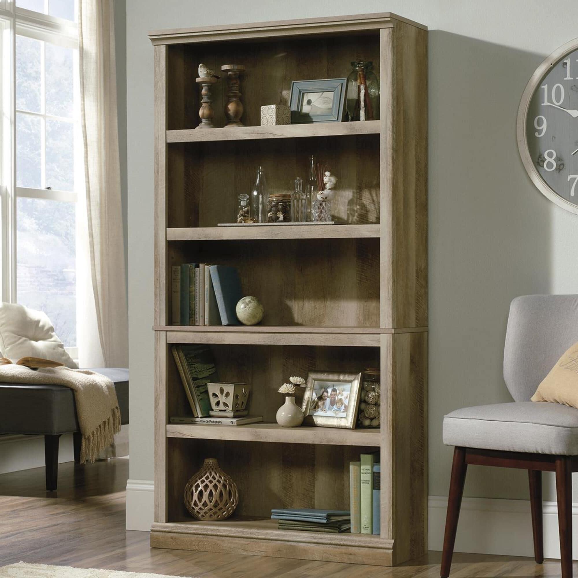 Sauder Select 5-Shelf Bookcase in Lintel Oak