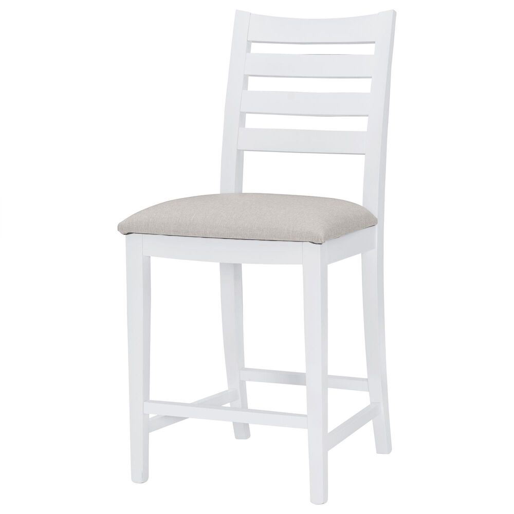 Linon Home Decor Flynn 22" Counter Stool with Light Grey Cushion in White, , large