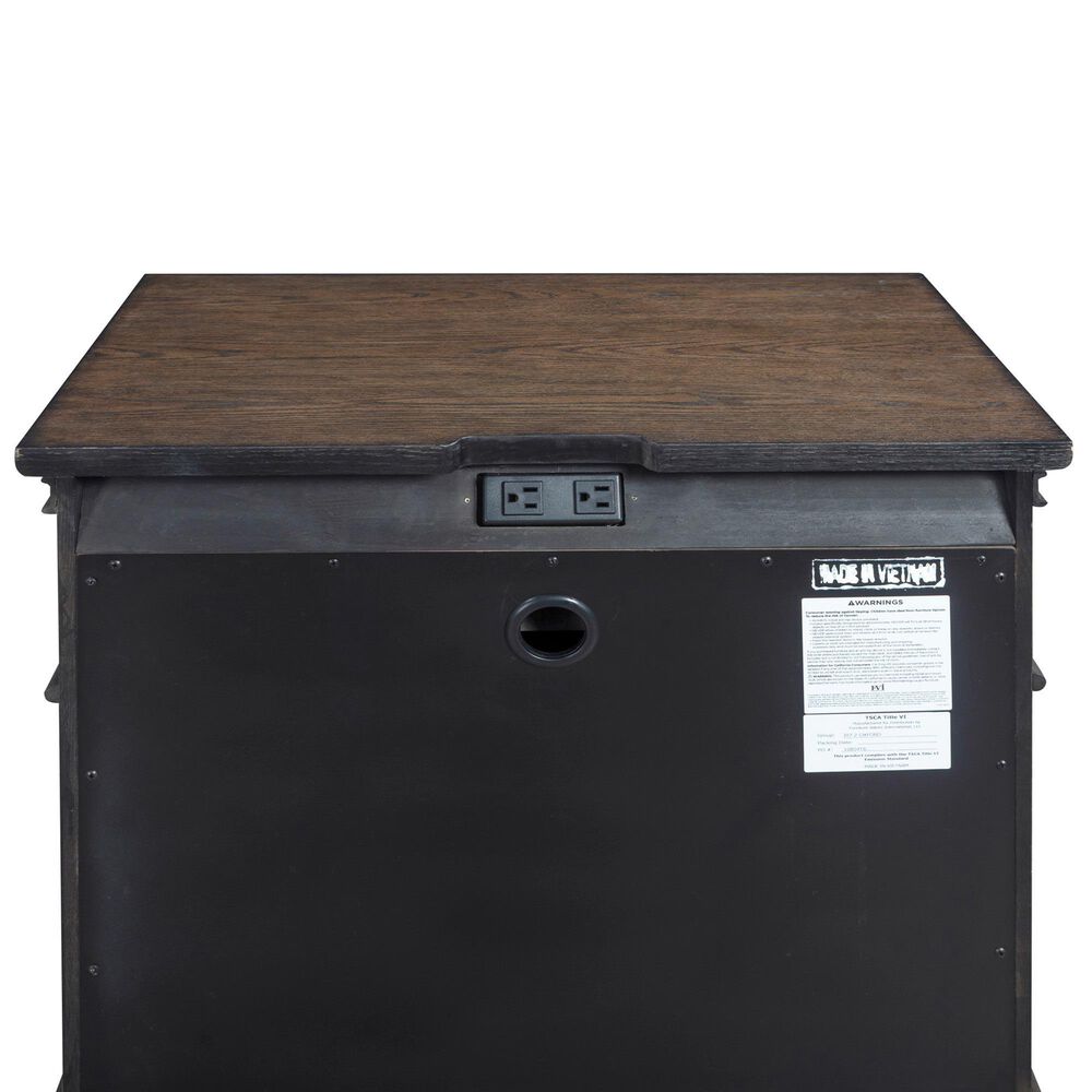 Riva Ridge Oxford Queen Panel Storage Bed with Two Nightstands in Cocoa with USB Ports, , large