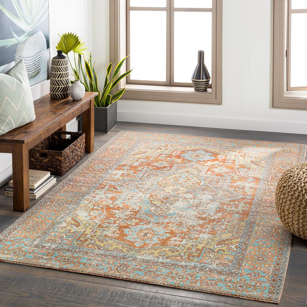 Surya Bodrum 5&#39;3&quot; x 7&#39;3&quot; Ivory, Orange, Saffron, Gray, Camel and Blue Area Rug, , large
