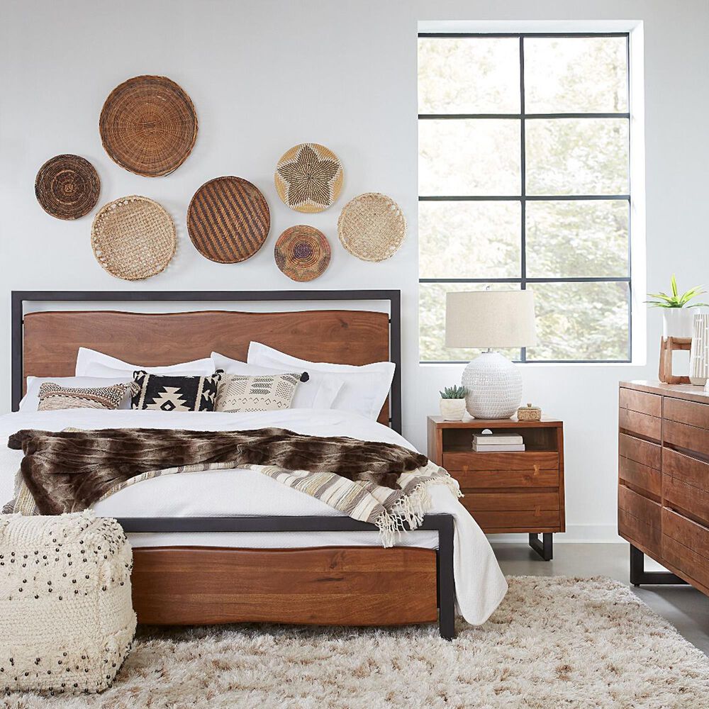Home Trends &amp; Design Aspen Platform King Bed in Walnut Brown and Antique Zinc, , large