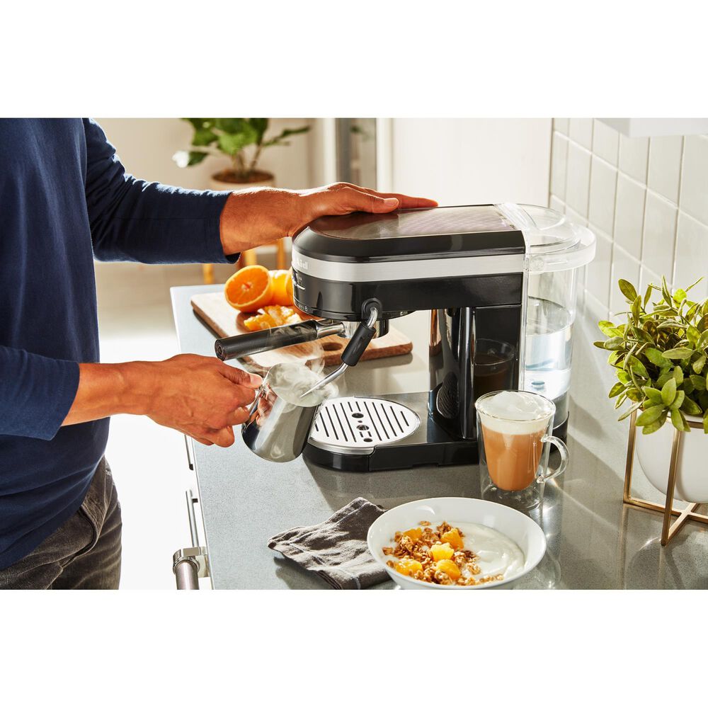 KitchenAid 47 Oz Semi-Automatic Espresso Machine in Onyx Black, , large
