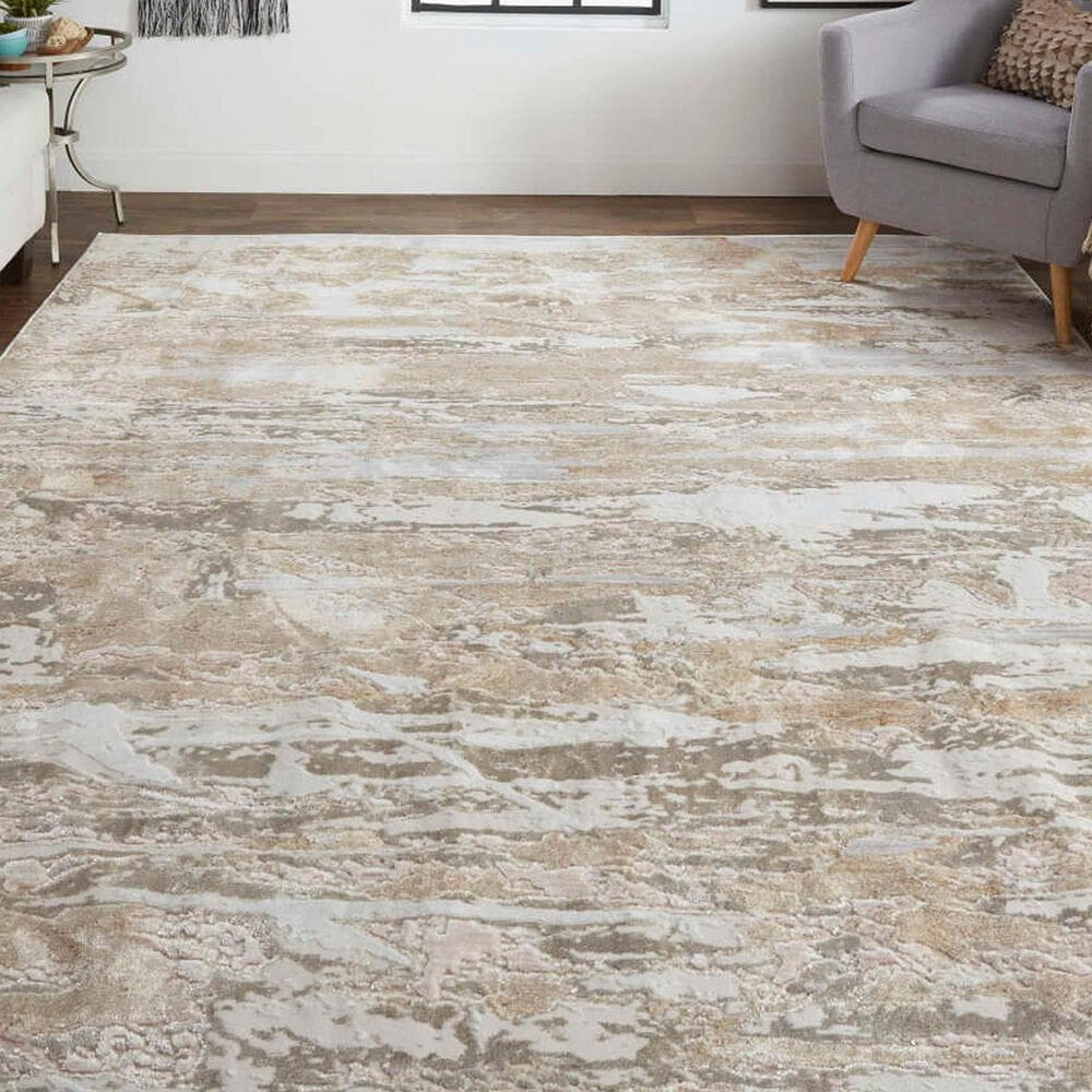 Feizy Laina 4&#39; x 6&#39; Beige and Gray Area Rug, , large