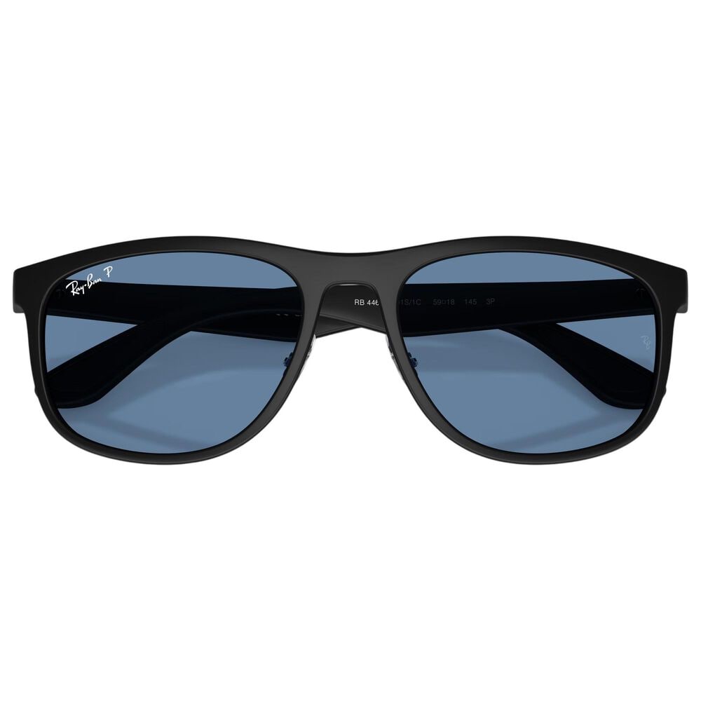 Rayban Glasses Sunglasses with Polarized Blue Lenses in Matte Sand Black, , large